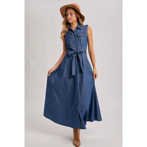 Bluivy Dresses & Skirts - Denim Sleeveless Maxi Dress